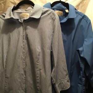 Lot of 2 Riders by Lee Blue Button Up 3/4 sleeve